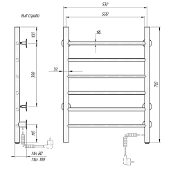 Фото Полотенцесушитель электрический Domoterm Аврора П6 50x70 R