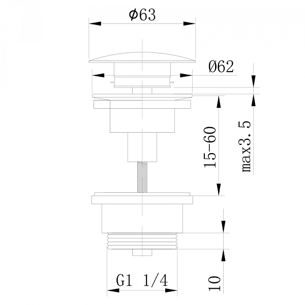 Донный клапан Abber AF0011W для раковины, белый , изображение 2