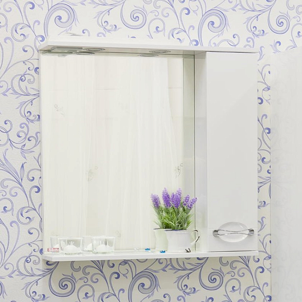 Зеркало-шкаф Sanflor Палермо 75 R белый глянец , изображение 4