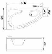 Акриловая ванна Gemy G9046 II O L 170х100 , изображение 3