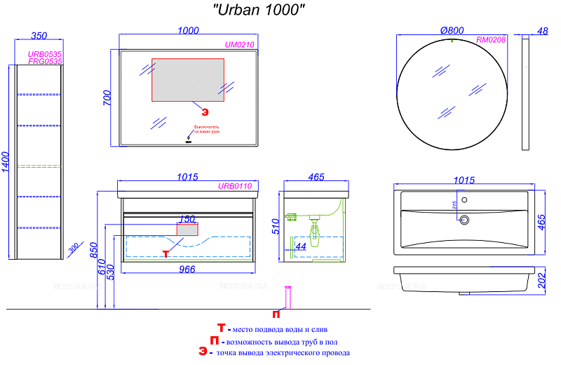 Шкаф-пенал Aqwella Urban 35 дуб давос , изображение 4