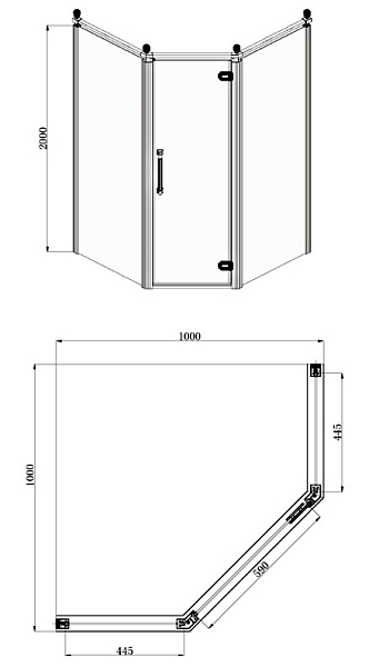 Душевой уголок Azario Ontario AZNBB32311000GOLD , изображение 3