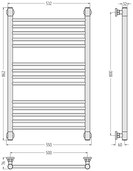 Полотенцесушитель водяной Сунержа Богема+ прямая 80х50 темный титан муар , изображение 5