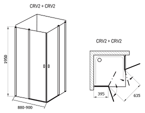 Фото Дверь для душевого уголка Ravak CRV2-90 Transparent, профиль блестящий