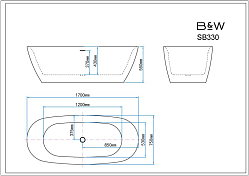 Акриловая ванна Black&White Swan SB330 170x75 Grey , изображение 5