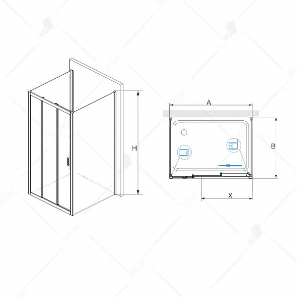 Душевой уголок RGW Passage PA-73 (PA-13 + Z-050-2) 100х80 , изображение 3