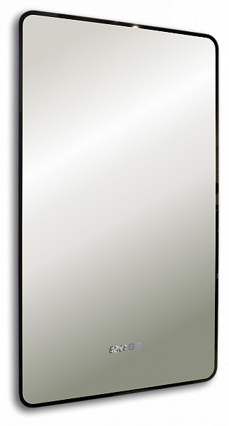 Зеркало Azario Incanto 60 черный матовый, с часами , изображение 1