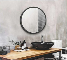 Фото Зеркало Azario Манхэттен-лофт 77 с черной пластиковой рамой