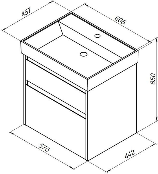 Мебельная раковина Aquanet Латина 60, изображение 3
