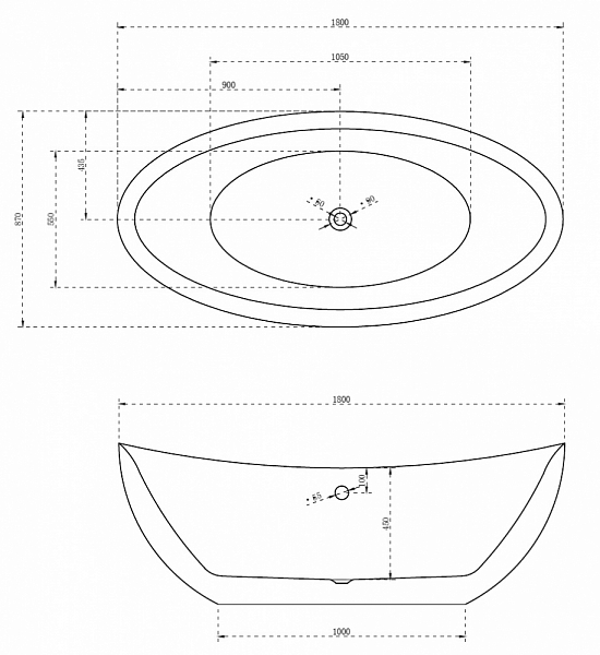 Акриловая ванна Abber AB9248 180х90 , изображение 6