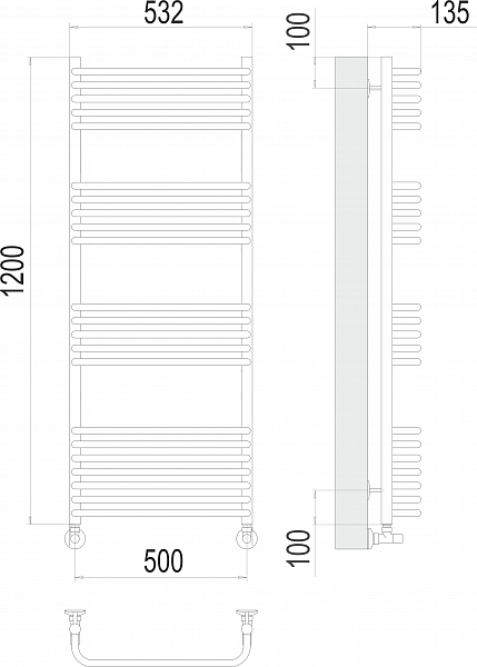 Полотенцесушитель водяной Terminus Стандарт П22 50х120 , изображение 3
