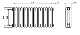 Радиатор Zehnder Charleston Retrofit 3057 - 16 секц. белый, изображение 2