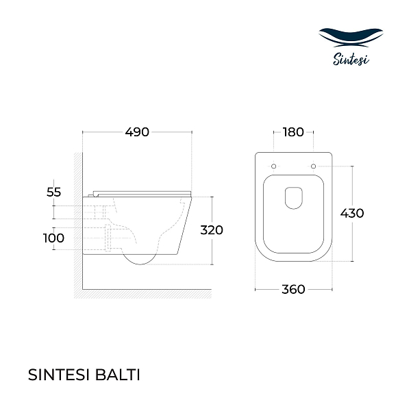 Комплект Sintesi-10 (унитаз с инсталляцией, сиденье, клавиша нержавеющая сталь) , изображение 6