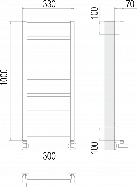 Полотенцесушитель водяной Terminus Контур П9 30х100 , изображение 3