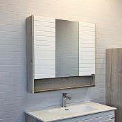Зеркало-шкаф Comforty Клеон 90 белый/дуб дымчатый , изображение 5