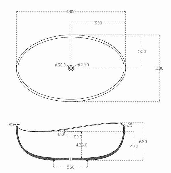 Акриловая ванна Abber AB9239 180х110 , изображение 5