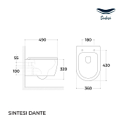 Комплект Sintesi-11 (унитаз с инсталляцией, сиденье, клавиша нержавеющая сталь) , изображение 6