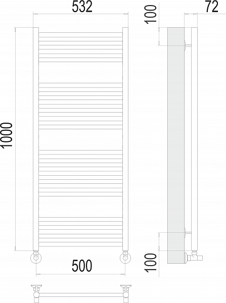 Полотенцесушитель водяной Terminus Аврора П20 50х100 , изображение 3