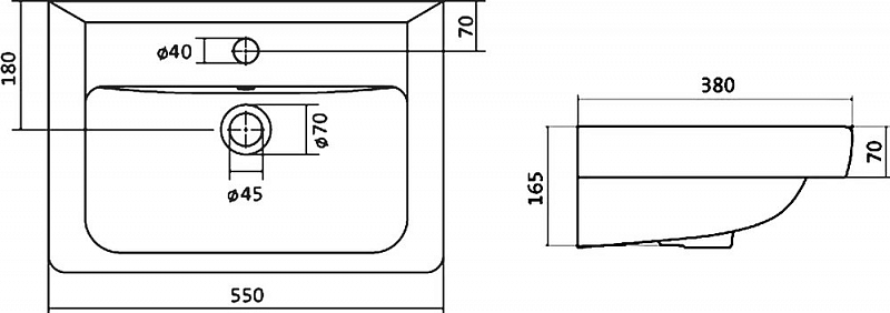 Мебельная раковина Бриклаер Тигода 55 мини , изображение 3