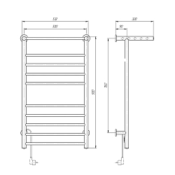 Фото Полотенцесушитель электрический Domoterm Аврора 50x90 L с полкой