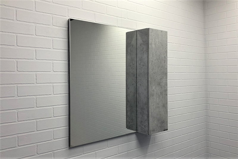 Зеркало-шкаф Comforty Осло 80 бетон светлый , изображение 3