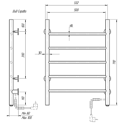 Фото Полотенцесушитель электрический Domoterm Аврора 50x70 R хром