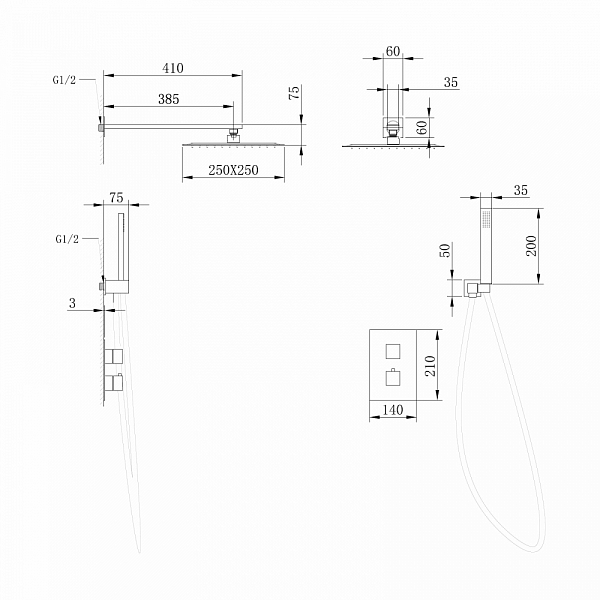 Душевой комплект Abber Daheim AF8251NG никель , изображение 3