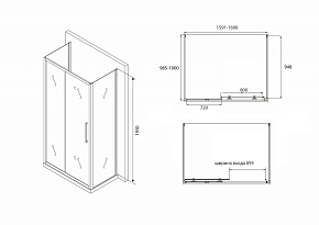 Фото Душевой уголок Abber Schwarzer Diamant AG30160BH-S100B-S100B 160x100