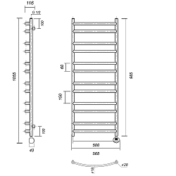 Фото Полотенцесушитель электрический Domoterm Калипсо П12 50x100 R