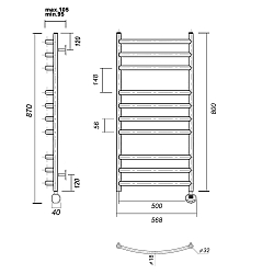 Фото Полотенцесушитель электрический Domoterm Калипсо 50x80 R черный