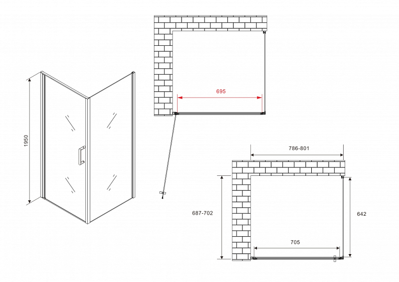 Душевой уголок Abber Sonnenstrand AG04080M-S70M 70x80 , изображение 4