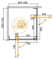 Фото Душевой уголок Cezares Slider SLIDER-AH-2-90/100-100/110-BR-BORO