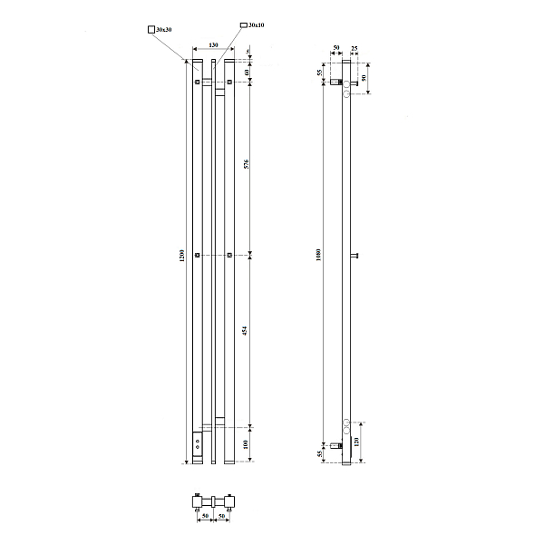 Полотенцесушитель электрический Point Фрея П2 10x120 черный , изображение 3