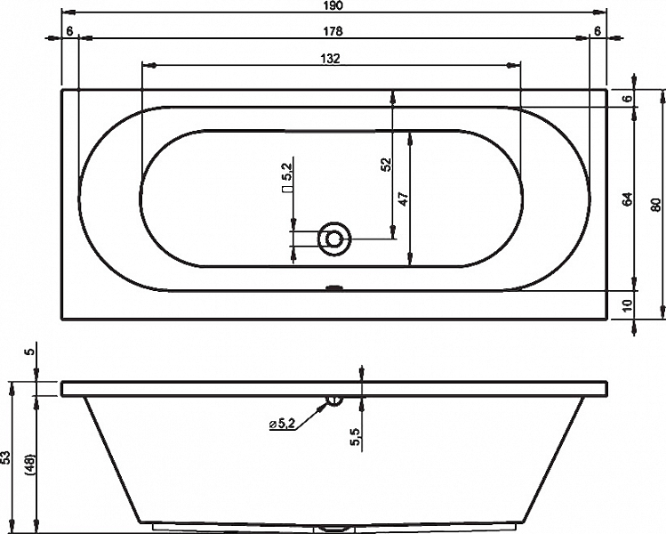 Акриловая ванна Riho Carolina 190x80 , изображение 6
