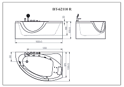 Акриловая ванна Orans BT 62 BT-62110R 160x100 правая , изображение 9