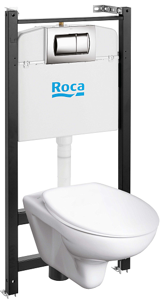 Комплект Roca Mateo Pack 893100010 подвесной унитаз + инсталляция + кнопка + сиденье , изображение 1
