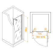 Душевая дверь RGW Passage PA-103W 80 см профиль белый, стекло прозрачное , изображение 2