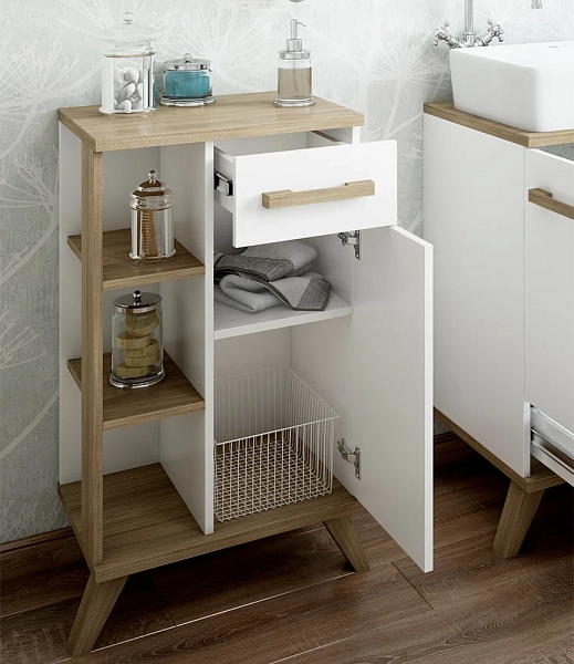 Тумба Sanflor Ингрид 50 белый матовый/швейцарский вяз , изображение 3