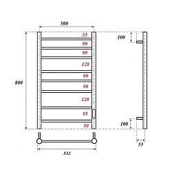 Фото Полотенцесушитель электрический Point Аврора П8 50x80 графит премиум