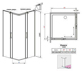 Фото Дверь для душевого уголка Radaway Espera KDD 120 L