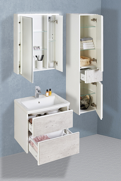 Зеркало-шкаф Roca Ronda 60 белый матовый/бетон , изображение 3
