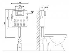 Смывной бачок скрытого монтажа Abber AC0104 для приставного унитаза , изображение 3
