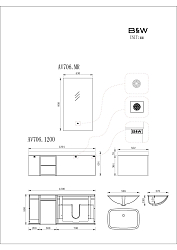 Фото Зеркало Black&White Gravity AV706MR 50 с подсветкой