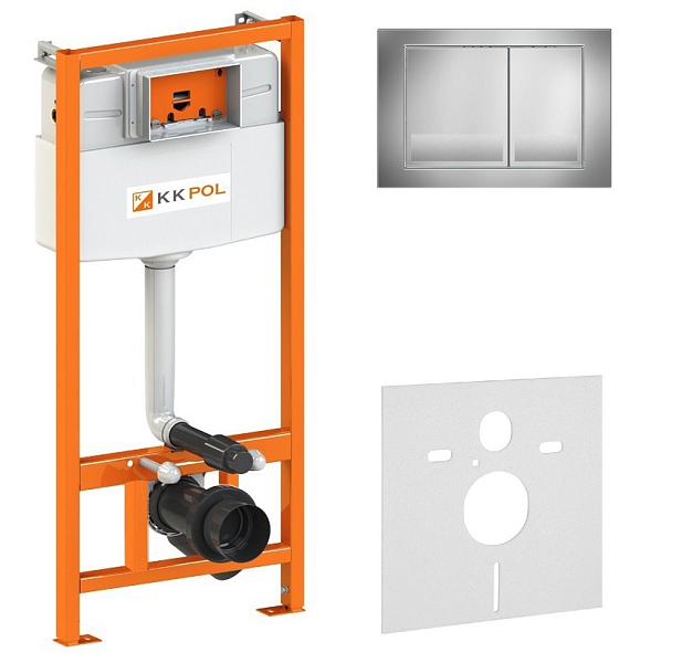 Система инсталляции для унитазов KK-POL Premium SET/M500/028/K кнопка хром , изображение 1