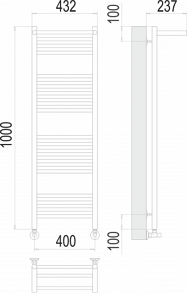 Полотенцесушитель водяной Terminus Аврора П20 40х100 с полкой , изображение 3