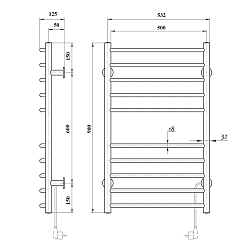 Фото Полотенцесушитель электрический Domoterm Аврора П10 50x90 R