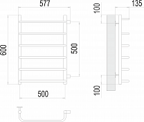 Полотенцесушитель водяной Terminus Стандарт П6 50х60 с боковым отводом , изображение 3