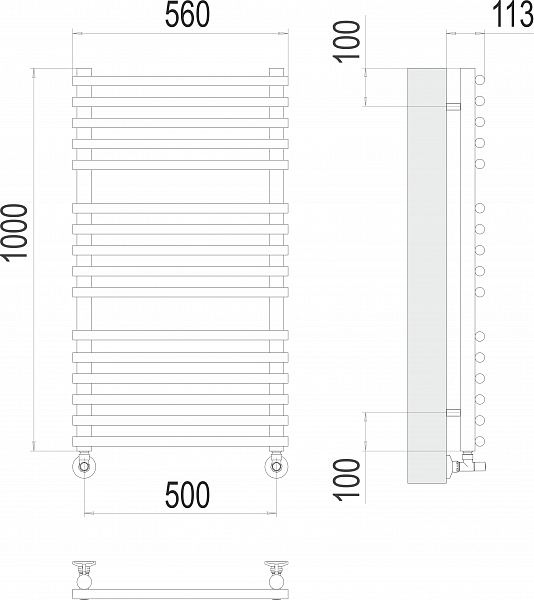 Полотенцесушитель водяной Terminus Кремона П16 50х100 , изображение 3