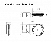Душевой лоток Pestan Confluo Premium Gold Line 550 с решеткой , изображение 9