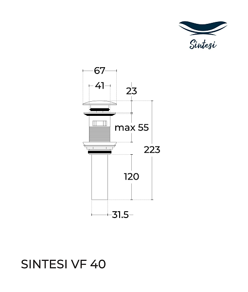 Донный клапан Sintesi VF-40WM для раковины , изображение 3